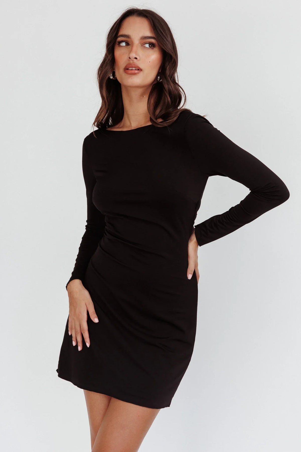 Chessie Long Sleeve Mini Dress Black