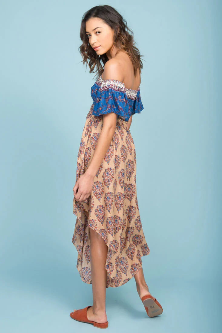 Brooke Off The Shoulder Maxi Romper Tan