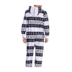 Snom Holiday Snowflake Hooded One-Piece Pajamas - Adult
