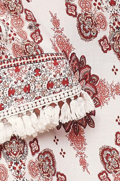Sujata Bohemian Fringe Tunic Dress White