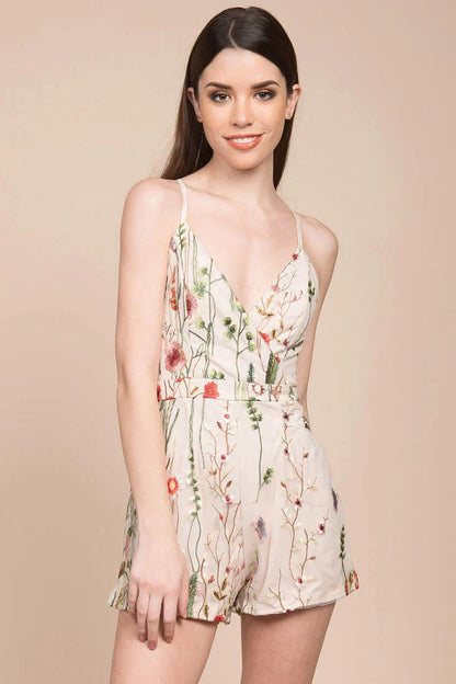 Jolie Floral Romper Beige