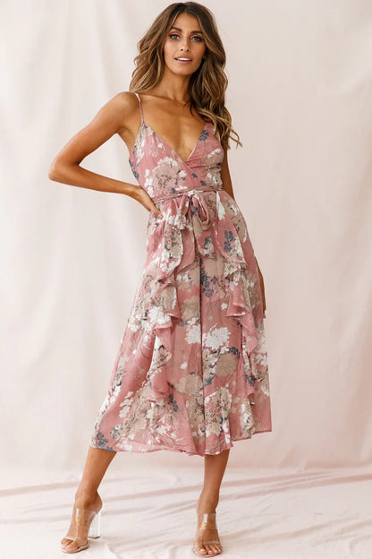 Constance Thin Strap Midi Jumpsuit Rose
