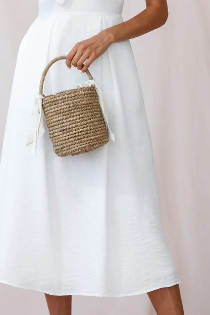 Hope Tie-Knot Bust Midi Dress White