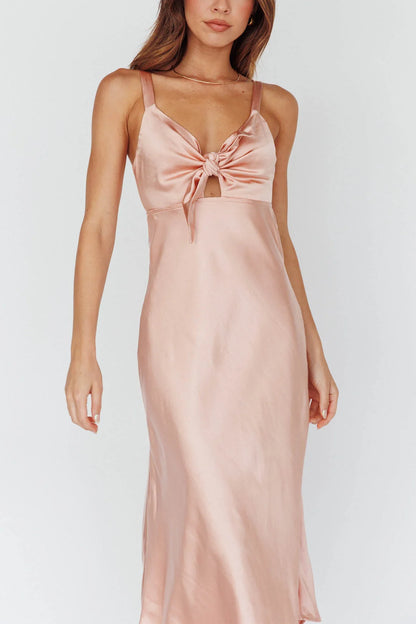 Perfect Day Satin Midi Dress Blush