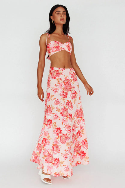 Gabbi Maxi Skirt Floral Print Pink