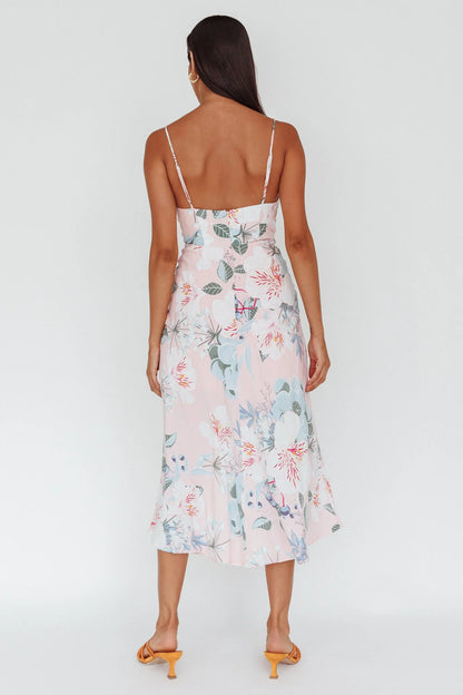 Suki Front Split Midi Dress Lily Light Pink