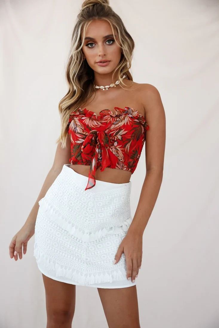 Jamaican Me Crazy Ruffle Bustier Red