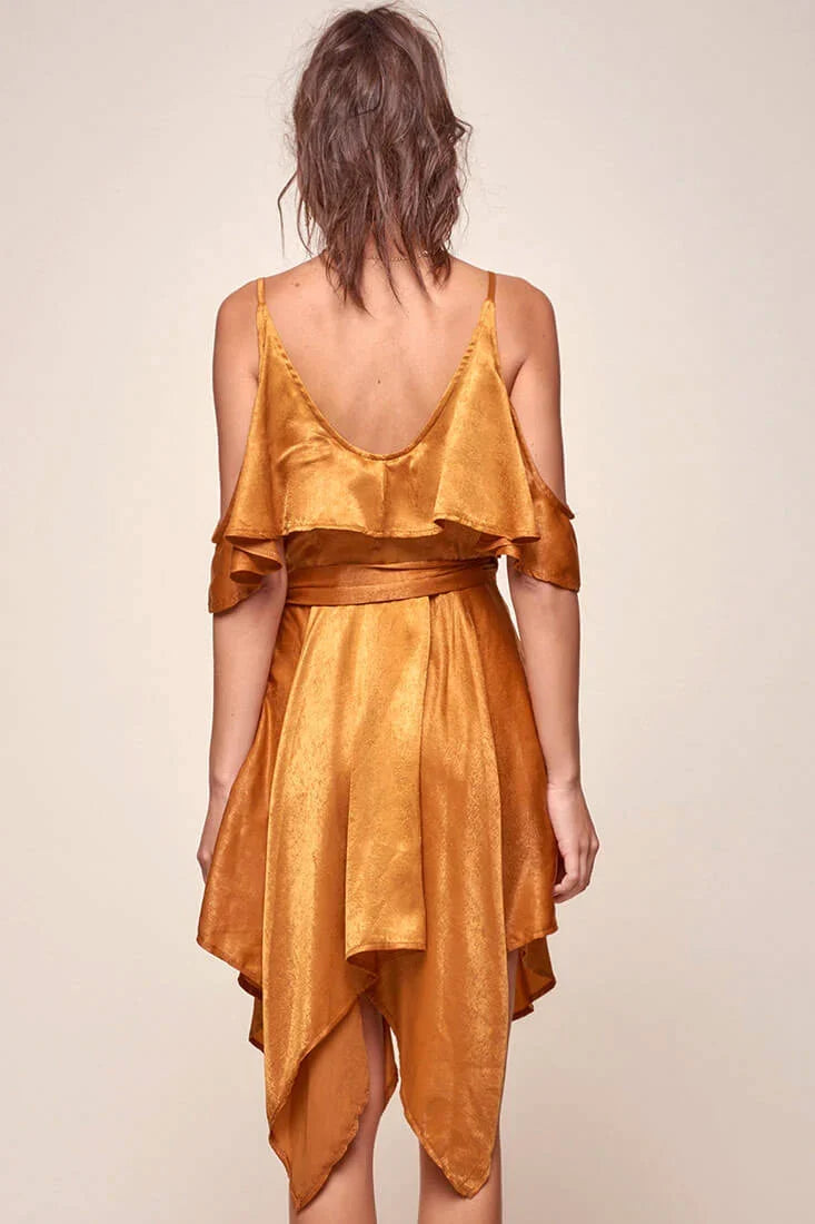 Darby Manhattan Off The Shoulder Dress Tan