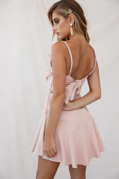 Janey Applique A-Line Dress Pink