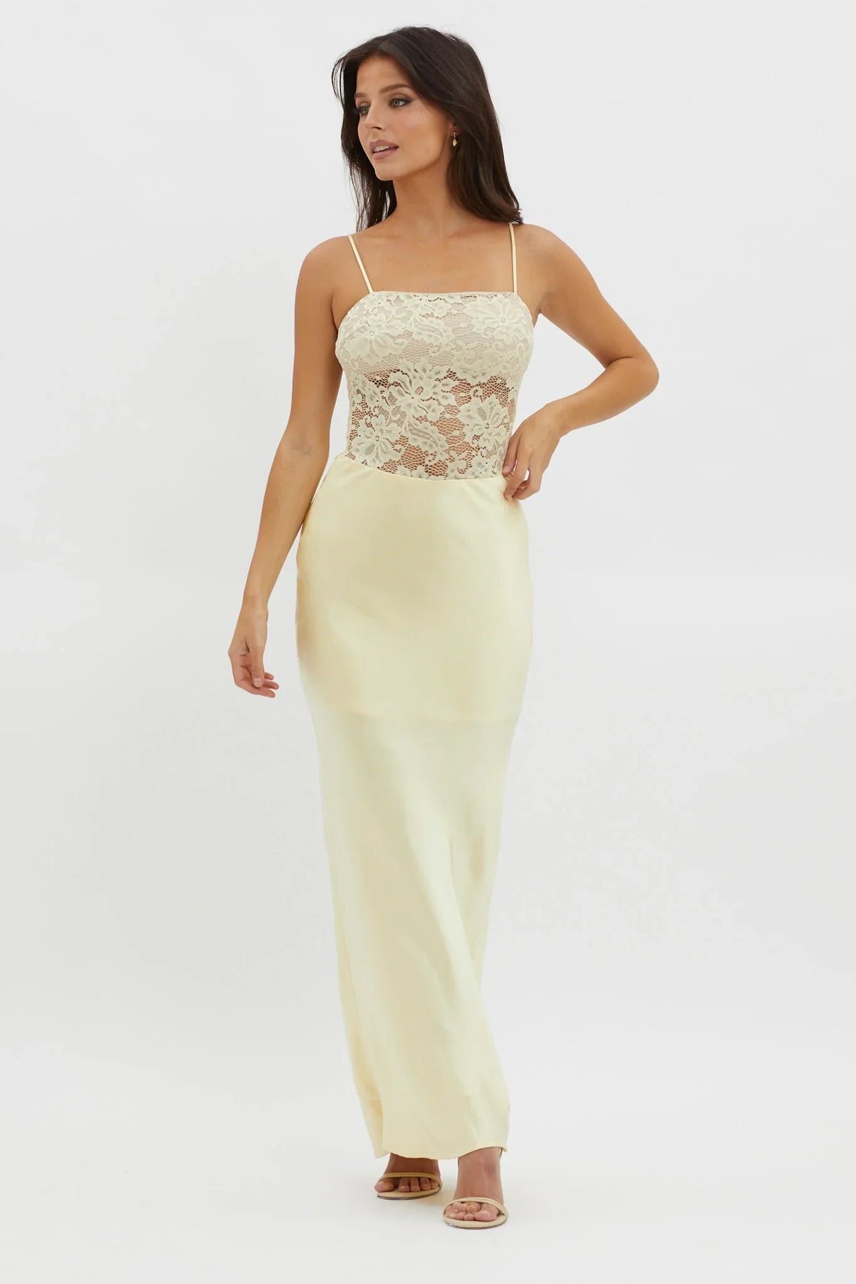 Moon Magic Floral Bodice Dress Lemon