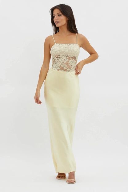 Moon Magic Floral Bodice Dress Lemon