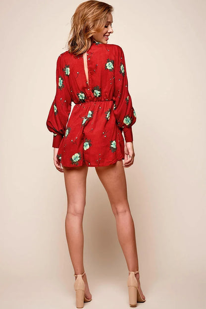 Vera Cold Shoulder Romper Wine